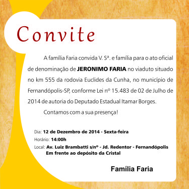 Viaduto Jeronimo Faria - Convite
