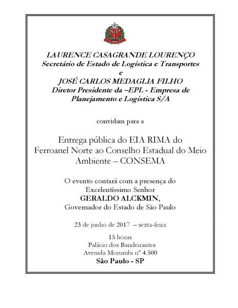 Convite - Entrega do EIA RIMA do Ferroanel Norte - 2017-001
