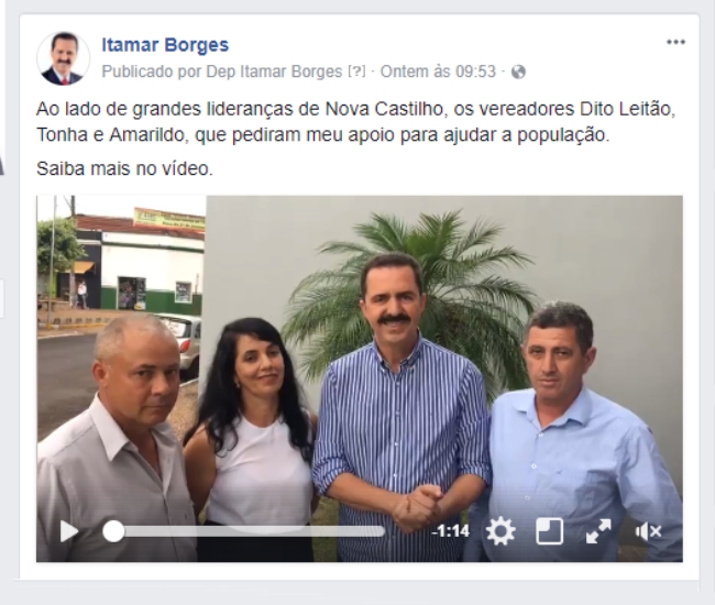 Nota de esclarecimento: Recurso de R$ 100 mil para a saúde de Nova Castilho foi destinado pelos deputados Itamar Borges e Baleia Rossi